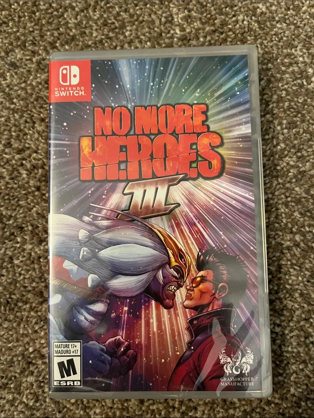 Nintendo Switch No More Heroes III Back Cover Artwork - Red, Purple, Blue